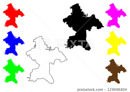 Hachinohe city (Japan, Nihon-koku or Nippon-koku, Tohoku region) map vector illustration, scribble sketch Hachinohe-shi map 129096804