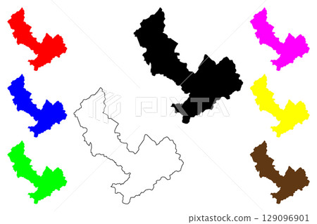 Iida city (Japan, Nihon-koku or Nippon-koku, Chubu region) map vector illustration, scribble sketch Iida-shi map 129096901
