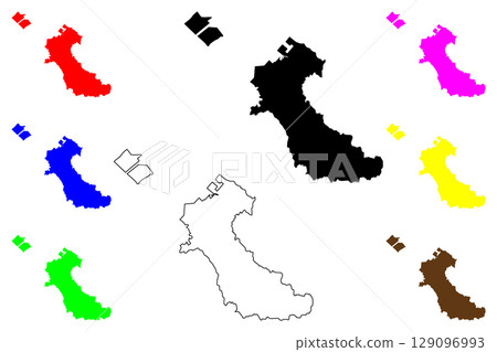 Izumisano city (Japan, Nihon-koku or Nippon-koku, Kansai region) map vector illustration, scribble sketch Izumisano-shi map 129096993