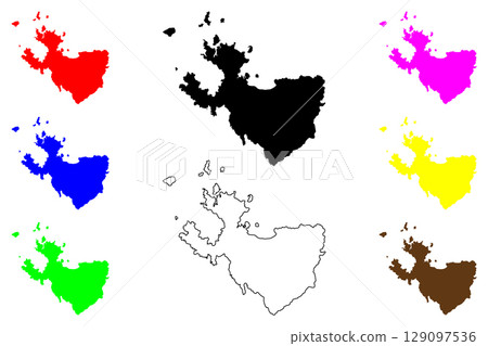Karatsu city (Japan, Nihon-koku or Nippon-koku, Kyushu region) map vector illustration, scribble sketch Karatsu-shi map Karatsu city (Japan, Nihon-koku or Nippon-koku, Kyushu region) map vector illustration, scribble sketch Karatsu-shi map 129097536