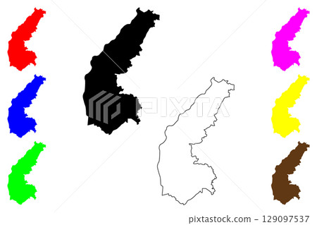 Kariya city (Japan, Nihon-koku or Nippon-koku, Chubu region) map vector illustration, scribble sketch Kariya-shi map 129097537