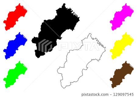 Kawanishi city (Japan, Nihon-koku or Nippon-koku, Tohoku region) map vector illustration, scribble sketch Kawanishi-shi map 129097545