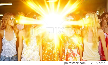 Bright yellow orange radial blur abstract background texture 129097754