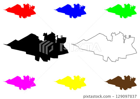 Kodaira city (Japan, Nihon-koku or Nippon-koku, Kanto region) map vector illustration, scribble sketch Kodaira-shi map 129097837