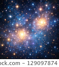 Stars of a planet and galaxy in a free space Elements of this image furnished by NASA 129097874