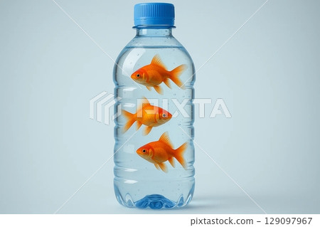 Goldfish in a Water Bottle Conceptual Photography 129097967