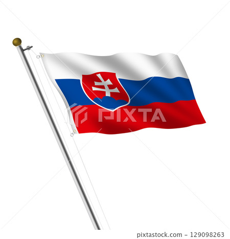 Slovakia flagpole 3d illustration with clipping path 129098263