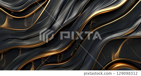 Black luxury background with golden lines and sparkles - Ai Generated Black luxury background with golden lines and sparkles - Ai Generated 129098312