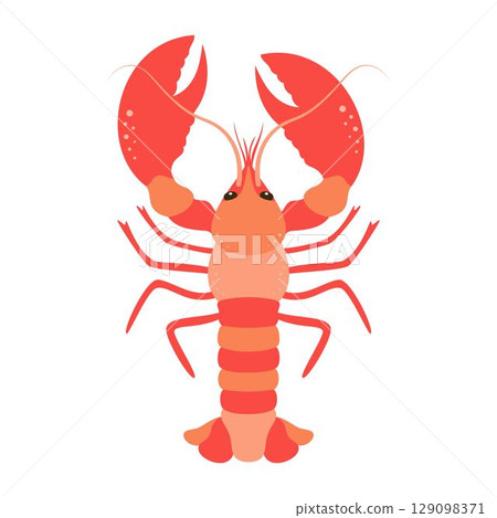 cartoon lobster isolated, flat style 129098371