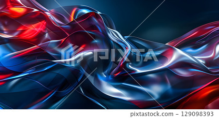 Abstract background of red, blue and black liquid paint with waves - Ai Generated 129098393