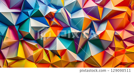 Abstract 3d rendering of chaotic polygonal or Square surface, Futuristic background - Ai Generated 129098511