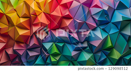 Abstract 3d rendering of chaotic polygonal or Square surface, Futuristic background - Ai Generated 129098512