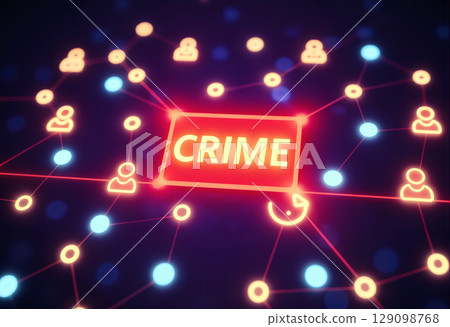 Warning image showing social media crime and online threats 129098768
