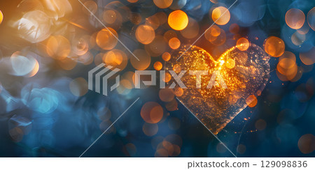 Heart shape bokeh background, Valentine's day - Ai Generated 129098836
