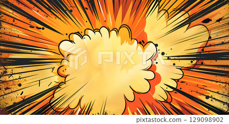 Comic book explosion background, Abstract grunge background with splashes and blot - Ai generated 129098902