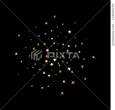 Confetti explosion. Golden serpentine ribbons frame design 129099294