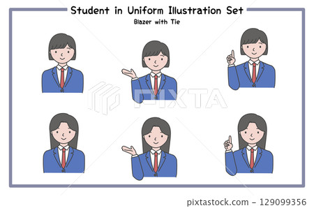 Student Uniform Illustration Set 2-1 (Jacket & Tie) Student Uniform Illustration Set 2-1 (Jacket & Tie) 129099356