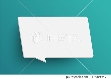 White rectangle speech bubble on green background 129099479