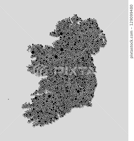 Creative map of Ireland from random black dots Creative map of Ireland from random black dots 129099480
