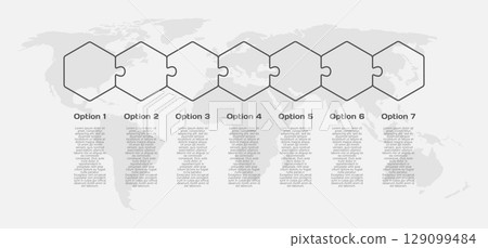 Seven steps line infographic, puzzle diagram 129099484