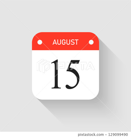 Vector icon page day calendar - 15 August month 129099490