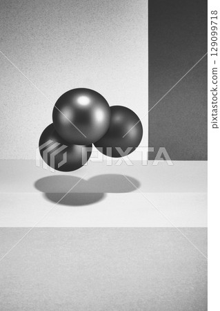 Abstract black and white still-life with balls 129099718