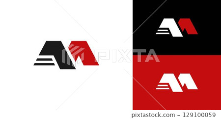 Masculine and strong letter AM initials logo design 129100059