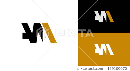Unique and Bold letter AM initials logo design 129100070
