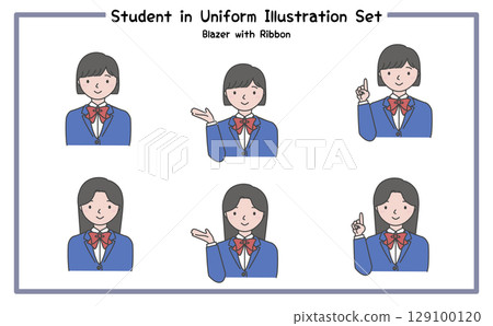 Student Uniform Illustration Set 3-1 (Jacket & Ribbon) Student Uniform Illustration Set 3-1 (Jacket & Ribbon) 129100120