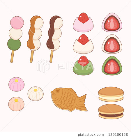 traditional japanese dessert set 129100138