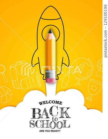 Back to School Vertical Banner with Realistic Back to School Vertical Banner with Realistic 129100198