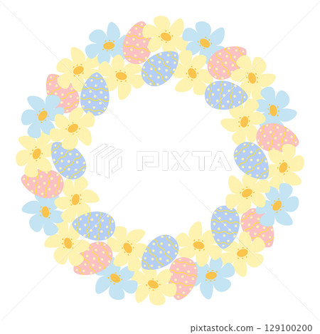 Easter Eggs and Spring flowers Circular Frame border Easter Holiday Thematic Copyspace Template idea Easter Eggs and Spring flowers Circular Frame border Easter Holiday Thematic Copyspace Template idea 129100200