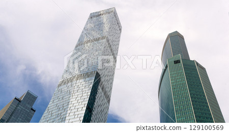 business center skyscrapers in the blue sky background 129100569