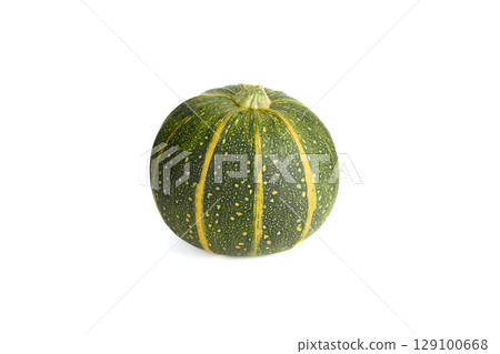 Round ripe zucchini isolated on white background. 129100668