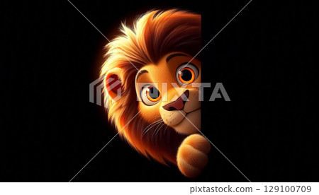 Illustration of a 3D cute adorable lion cartoon Illustration of a 3D cute adorable lion cartoon 129100709