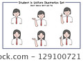 Student Uniform Illustration Set 4-1 (Short Sleeve Shirt & Tie) 129100721