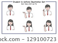 Student Uniform Illustration Set 4-2 (Short Sleeve Shirt & Tie) 129100723
