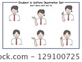 Student Uniform Illustration Set 4-3 (Short Sleeve Shirt & Tie) 129100725