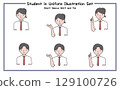 Student Uniform Illustration Set 4-3 (Short Sleeve Shirt & Tie) 129100726