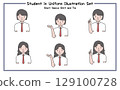 Student Uniform Illustration Set 4-4 (Short Sleeve Shirt & Tie) 129100728