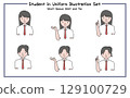 Student Uniform Illustration Set 4-5 (Short Sleeve Shirt & Tie) 129100729