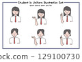 Student Uniform Illustration Set 4-5 (Short Sleeve Shirt & Tie) 129100730