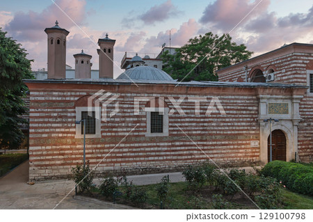 Laleli Imareti, or Laleli Soup Kitchen, historic Ottoman building exterior at the Laleli Mosque Complex in Istanbul, Turkey 129100798