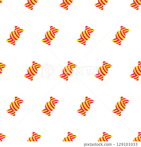 Hand drawn Candy seamless pattern. Bright yellow, red candy stripes create festive feel. Fun Candy repeat design great for holiday decor, wrappers and Valentine ideas. Celebrate holidays with caramel 129101033