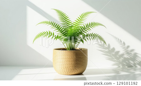 Decorative fern inside the living room 129101192