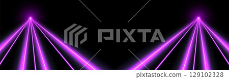 Pink laser beams, concert or nightclub spotlights light effect. Lasers in motion, abstract perspective background. Pink laser beams, concert or nightclub spotlights light effect. Lasers in motion, abstract perspective background. 129102328