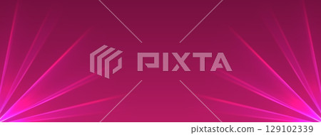 Pink lasers background., glowing rays or neon beams, bright futuristic backdrop.. 129102339