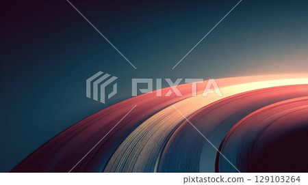 Abstract curved lines emerging from darkness with light effects 129103264