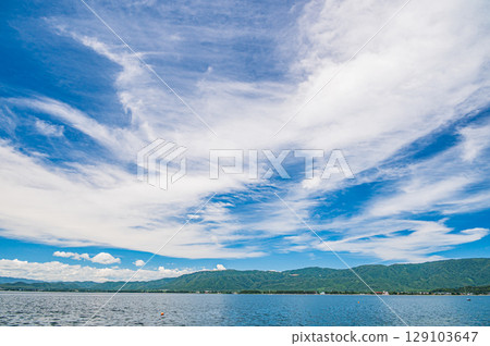 Lake Biwa scenery: View from Kaizu Osaki, Takashima City, Shiga Prefecture Lake Biwa scenery: View from Kaizu Osaki, Takashima City, Shiga Prefecture 129103647