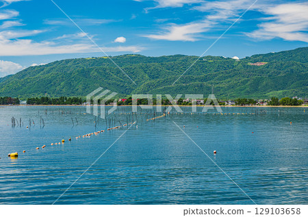 琵琶湖風景：從滋賀縣高島市海津大崎眺望 129103658